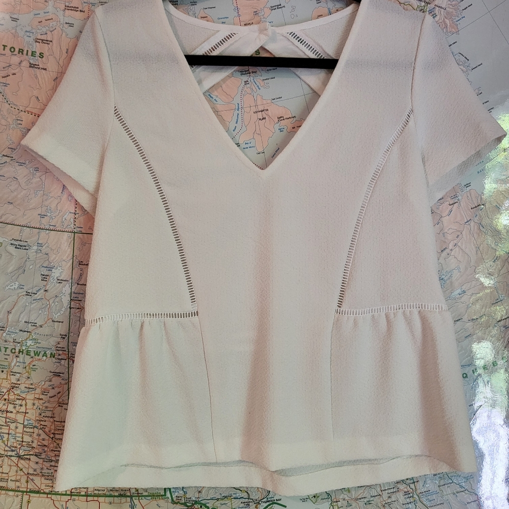 Sezane white peplum top sz 38